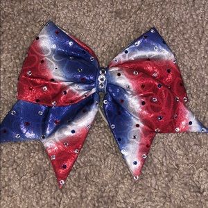 Red, white, and blue cheer bow